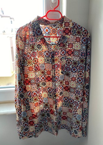 Çok Renkli Desenli Bohem Kadın Gömlek - Görsel 2