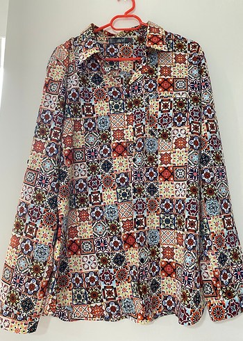 Çok Renkli Desenli Bohem Kadın Gömlek - Görsel 4