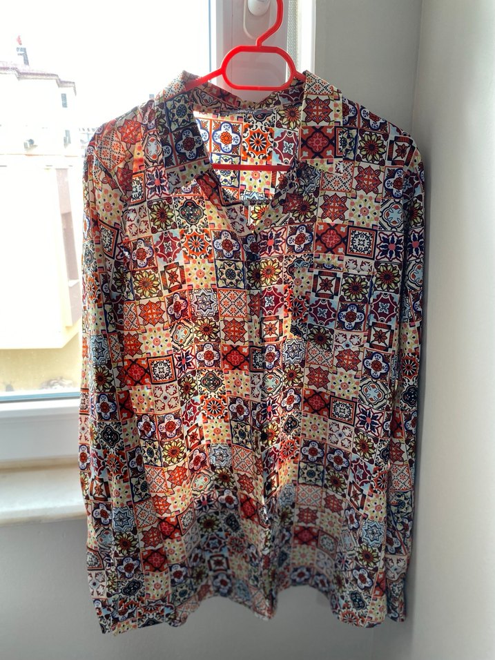 Çok Renkli Desenli Bohem Kadın Gömlek - Görsel 2