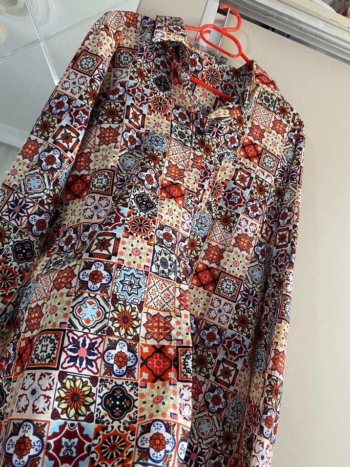 Çok Renkli Desenli Bohem Kadın Gömlek - Görsel 3