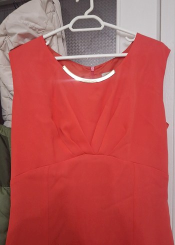 Kırmızı V Yaka Drapeli Hamile Elbisesi - Görsel 2