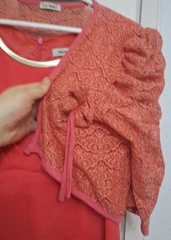 Kırmızı V Yaka Drapeli Hamile Elbisesi - Görsel 7