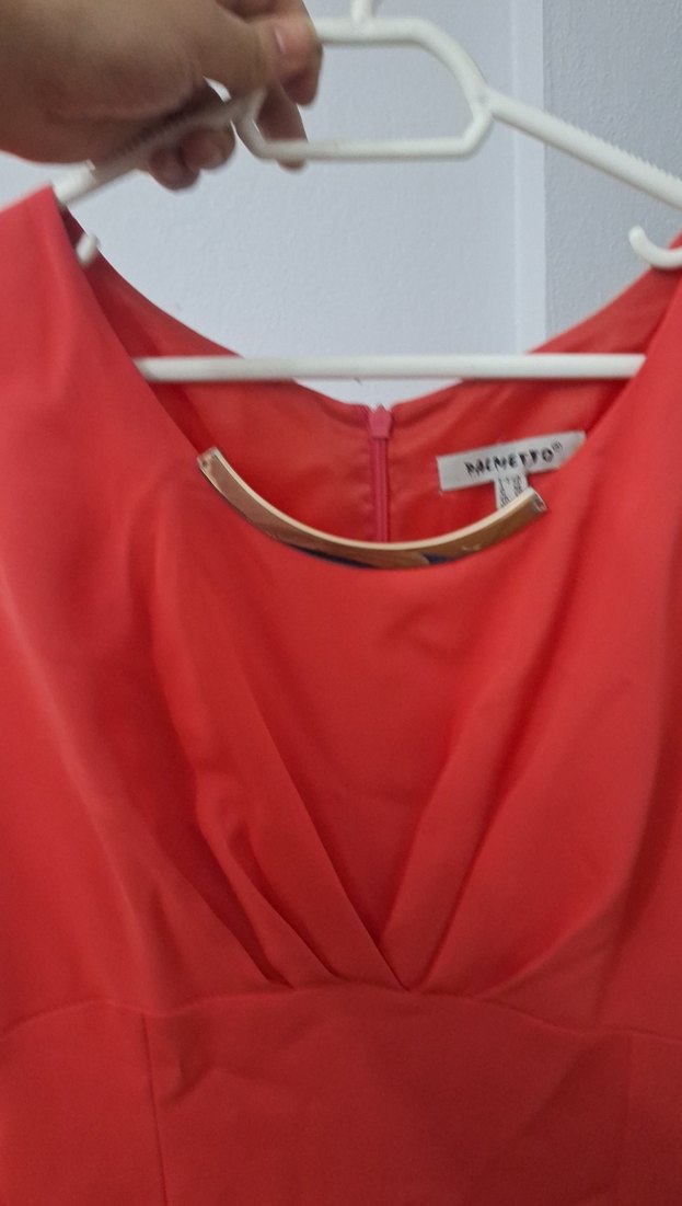 Kırmızı V Yaka Drapeli Hamile Elbisesi - Görsel 5