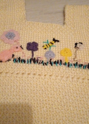 Nakışlı Sarı Bebek yeleği - Görsel 3