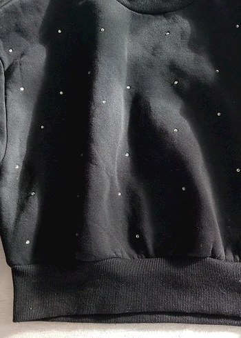 Siyah Pul taş Kadın Sweatshirt - Görsel 3