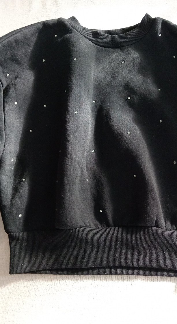 Siyah Pul taş Kadın Sweatshirt - Görsel 3