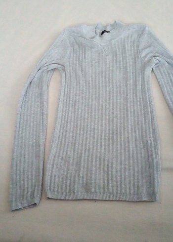 Gri İnce Örgü Kadın Kazak - Görsel 3