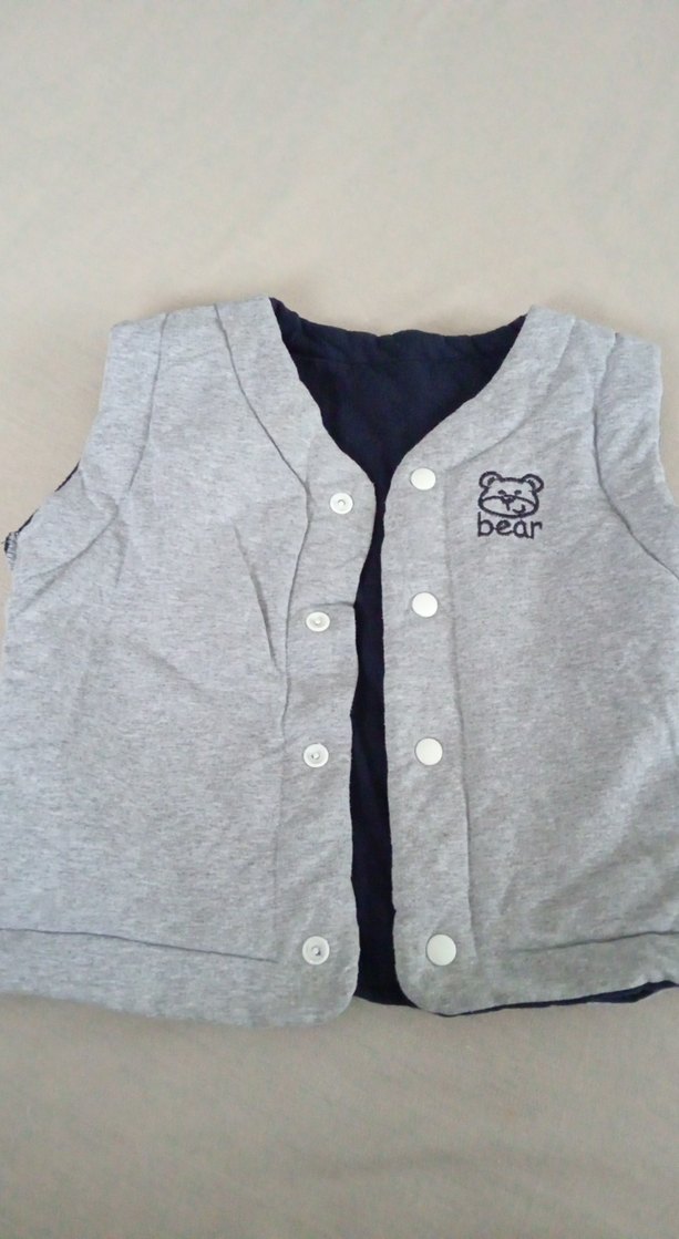 Erkek Çocuk Düğmeli Gri lacivert Yelek - Görsel 2