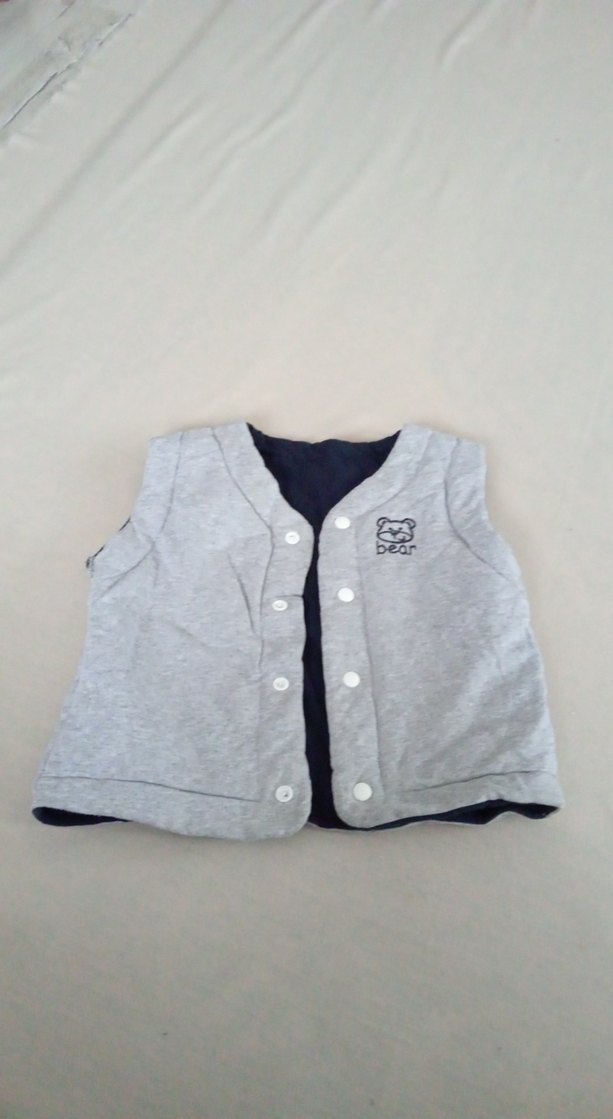 Erkek Çocuk Düğmeli Gri lacivert Yelek - Görsel 3