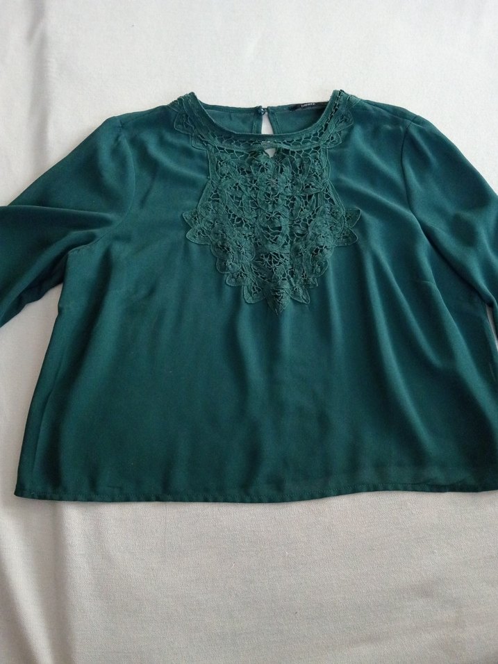 Düğmeli Koyu Yeşil Kadın Bluz - Görsel 5