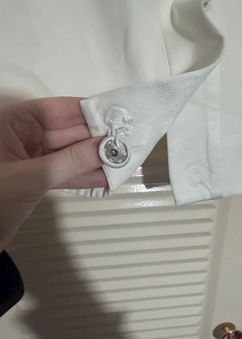 Düğmeli Beyaz Kadın Keten Ceket - Görsel 6