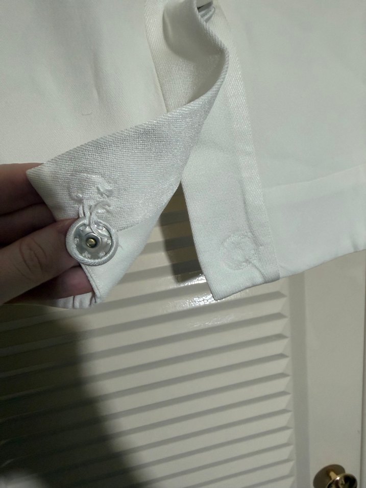 Düğmeli Beyaz Kadın Keten Ceket - Görsel 5