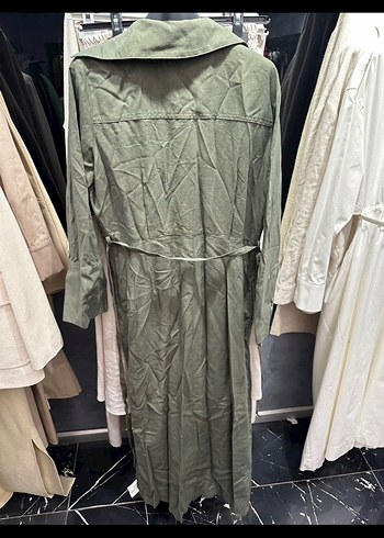 Manuka Kadın Haki Uzun Keten Elbise - Görsel 4