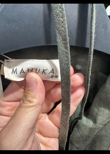 Manuka Kadın Haki Uzun Keten Elbise - Görsel 3