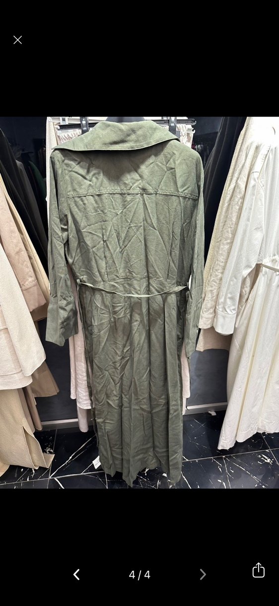 Manuka Kadın Haki Uzun Keten Elbise - Görsel 4