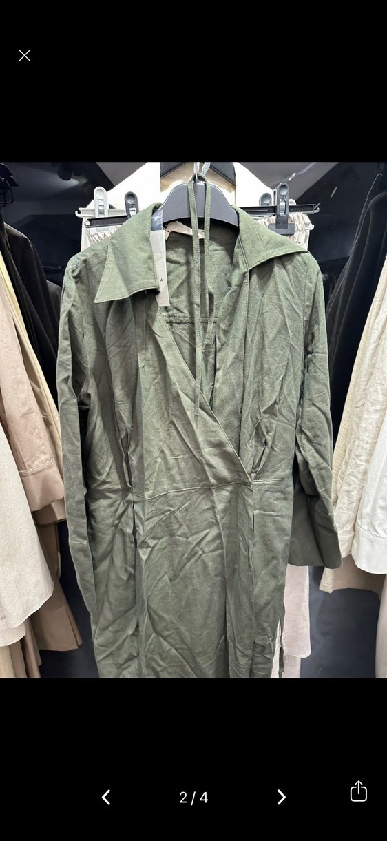 Manuka Kadın Haki Uzun Keten Elbise - Görsel 2