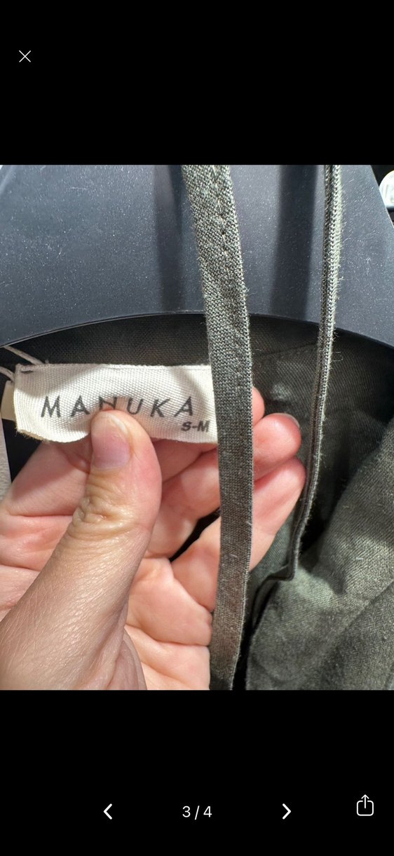 Manuka Kadın Haki Uzun Keten Elbise - Görsel 3