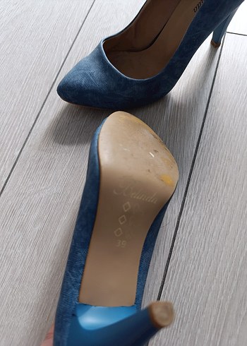 Bambi Mavi Denim Stiletto Kadın Ayakkabı