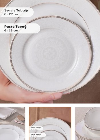 Beyaz Servis ve Pasta Tabağı Seti