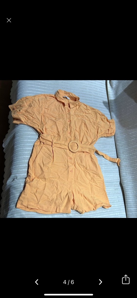 Kemerli Bej Kısa Kadın Tulum - Görsel 2