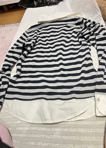 Kız Çocuk Çizgili Gömlek Beyaz - Görsel 8