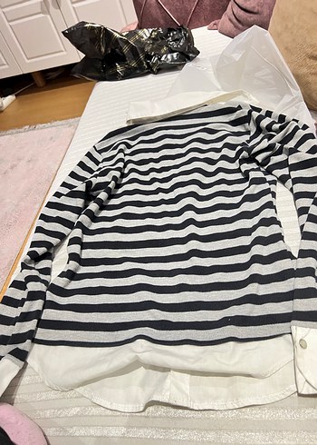 Kız Çocuk Çizgili Gömlek Beyaz - Görsel 9