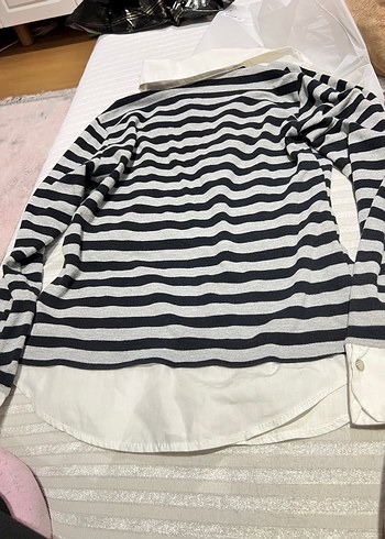 Kız Çocuk Çizgili Gömlek Beyaz - Görsel 7