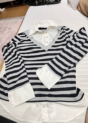 Kız Çocuk Çizgili Gömlek Beyaz - Görsel 5