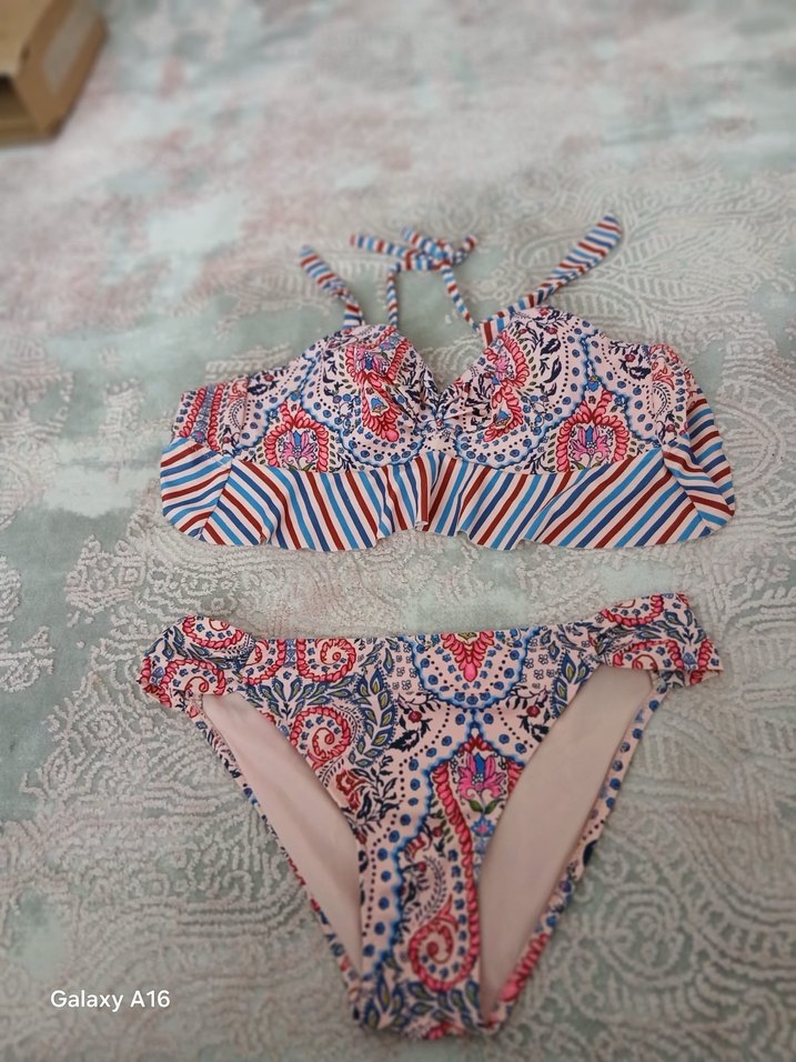 Renkli Bohem Dantelli Bikini Takımı pentı - Görsel 3