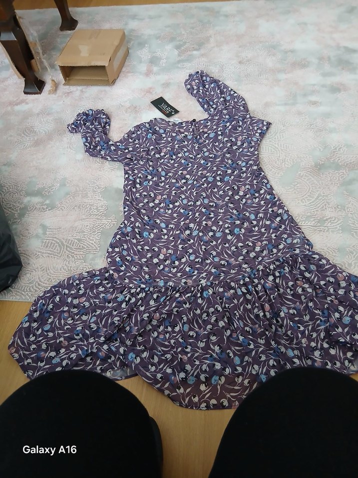 Mor Bağcıklı Salaş Hamile Tunik - Görsel 4