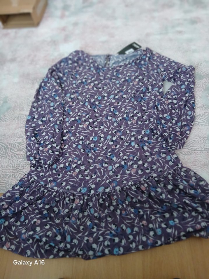 Mor Bağcıklı Salaş Hamile Tunik - Görsel 3