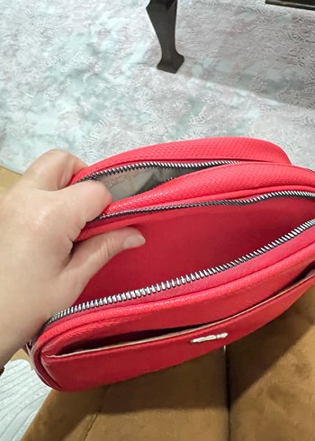 Kırmızı Deri Kadın Çapraz Çanta - Görsel 7