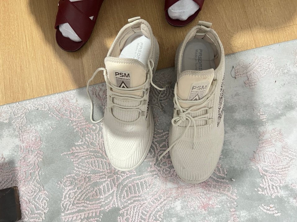 Bej Bağcıklı Spor Stiletto Topuklu Kadın Sneaker - Görsel 3