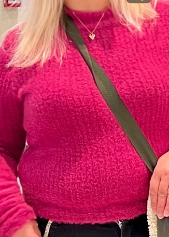 Pembe Kadın Triko Kazak koton marka - Görsel 7