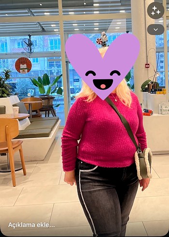 Pembe Kadın Triko Kazak koton marka - Görsel 8