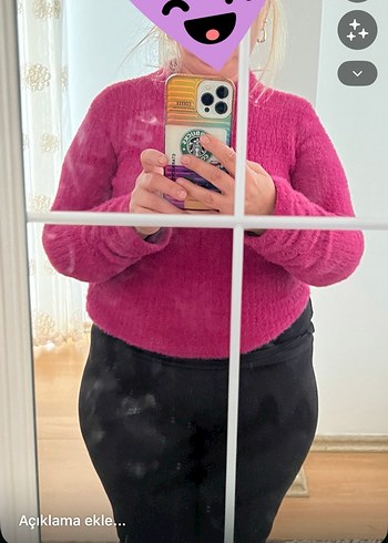 Pembe Kadın Triko Kazak koton marka - Görsel 6