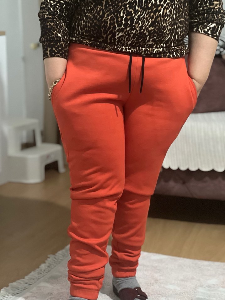 Kırmızı Rahat Kesim Kadın Eşofman Altı - Görsel 5