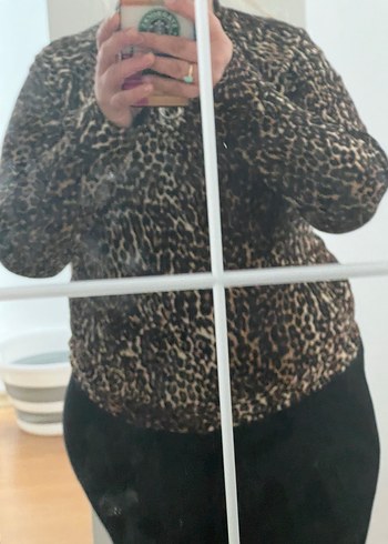 Kahverengi Leopar Desenli Kadın Bluz - Görsel 7