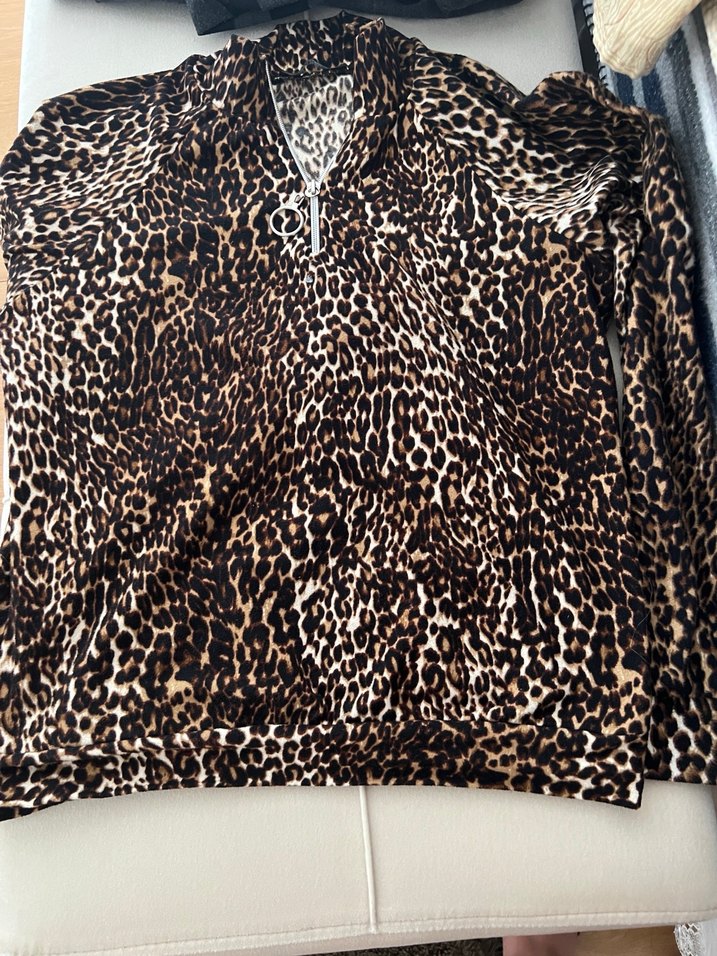 Kahverengi Leopar Desenli Kadın Bluz - Görsel 5