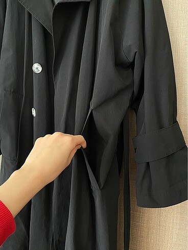 l Beden siyah Renk Siyah Oversize Trenç