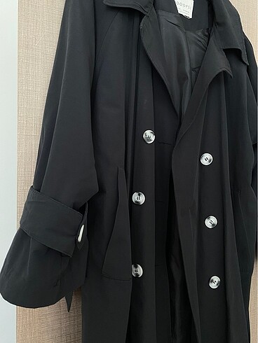 l Beden Siyah Oversize Trenç