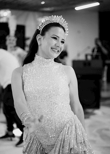 Krem İşlemeli Mini Abiye elbise After - Görsel 3