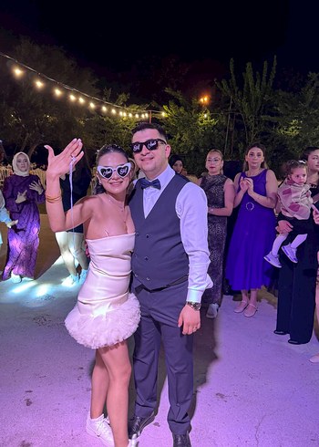 Straplez Mini Beyaz Parti Elbisesi - Görsel 4