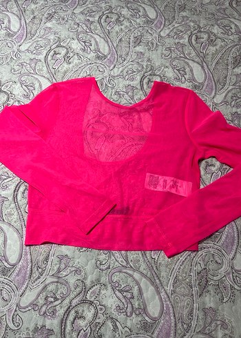 XSIDE ACTIVE Pembe Bisiklet Yaka Uzun Kollu Crop Top - Görsel 3