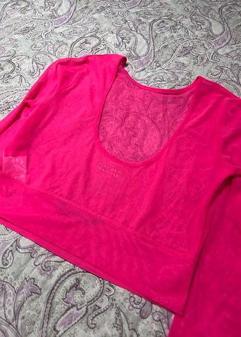 XSIDE ACTIVE Pembe Bisiklet Yaka Uzun Kollu Crop Top - Görsel 5