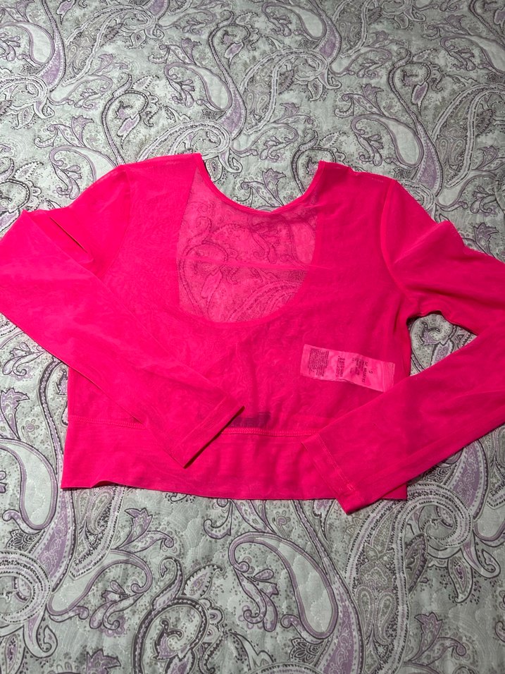 XSIDE ACTIVE Pembe Bisiklet Yaka Uzun Kollu Crop Top - Görsel 3