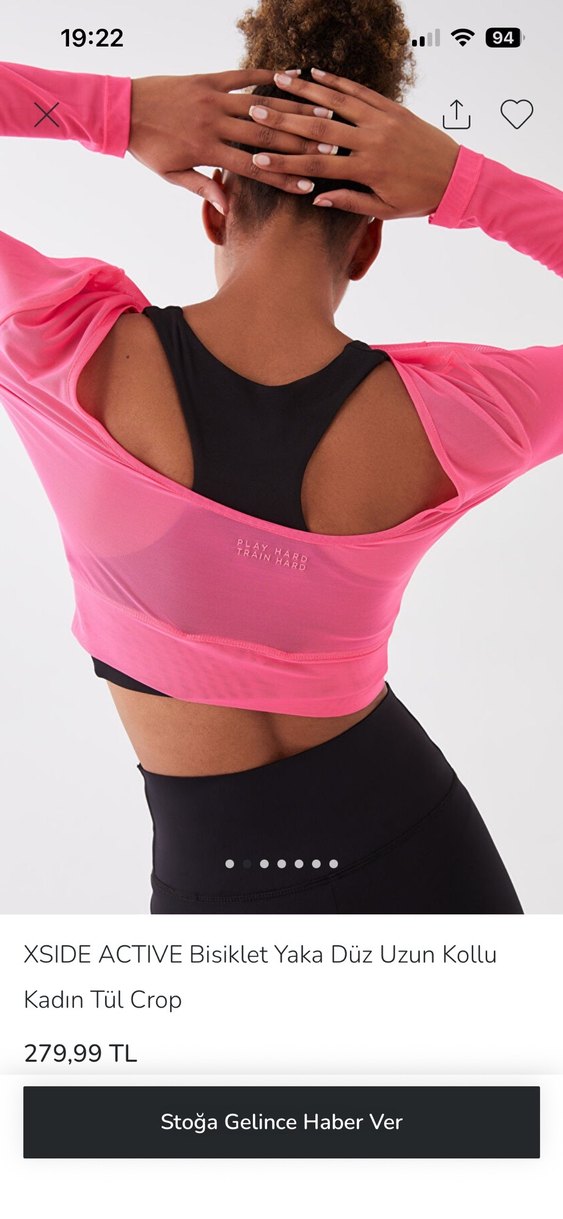 XSIDE ACTIVE Pembe Bisiklet Yaka Uzun Kollu Crop Top - Görsel 2