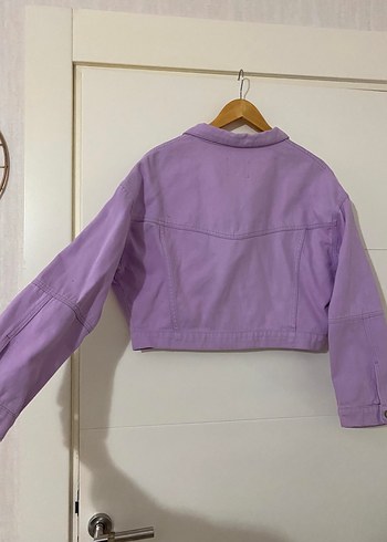 Mor Lila Kadın Denim Oversize Kot Ceket - Görsel 5