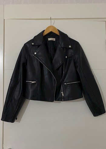 Mango Kadın Siyah Deri Biker Ceket - Görsel 2
