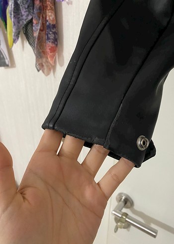 Mango Kadın Siyah Deri Biker Ceket - Görsel 4